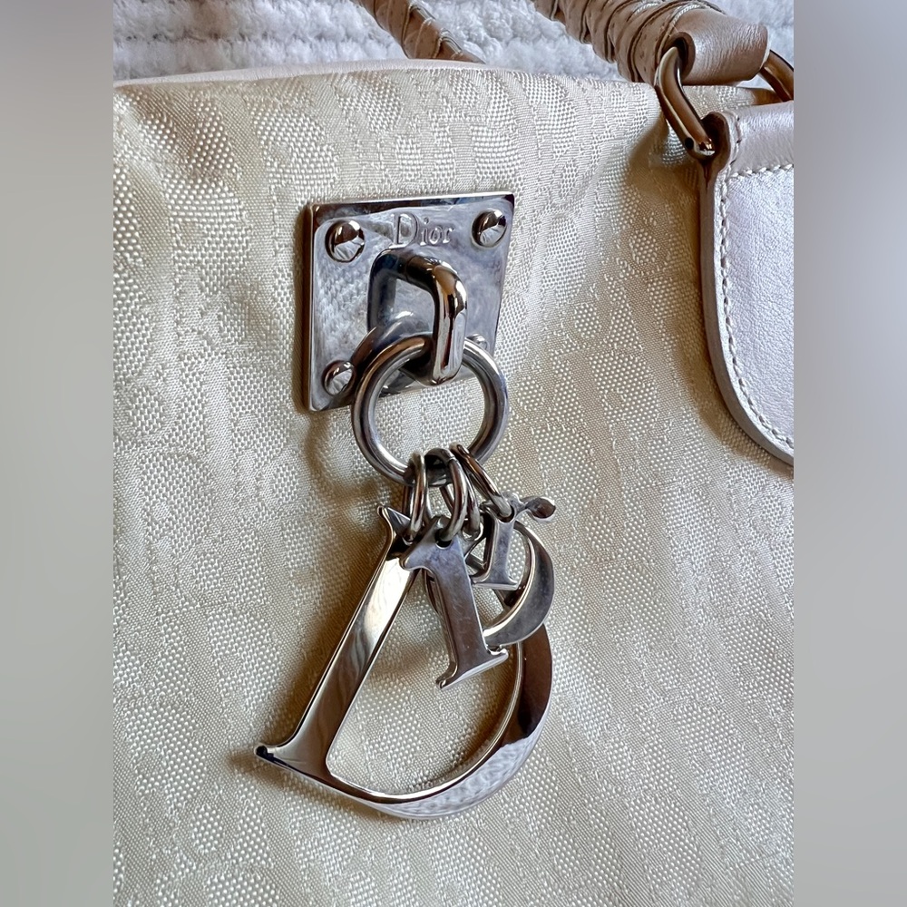 Christian Dior Trotter Handbag Beige Logo Charm Vintage - Picture 5 of 15